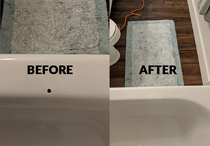 Porcelain bathtub chip repair